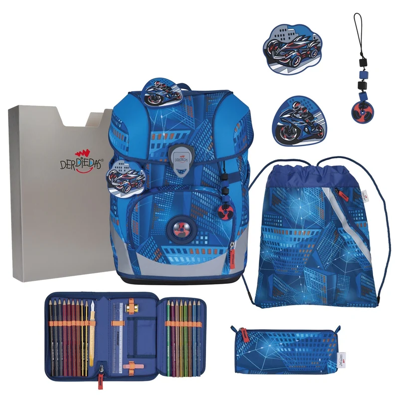 DerDieDas ErgoFlex Tiny - Mochila escolar Set 5tlg. 900g (Turbo Speed)