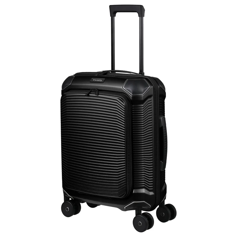 Travelite Millennium - Trolley de cabina con 4 ruedas y bolsillo delantero S 55 cm (black)