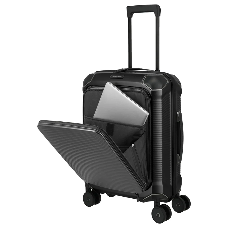 Travelite Millennium - Trolley de cabina con 4 ruedas y bolsillo delantero S 55 cm (black)
