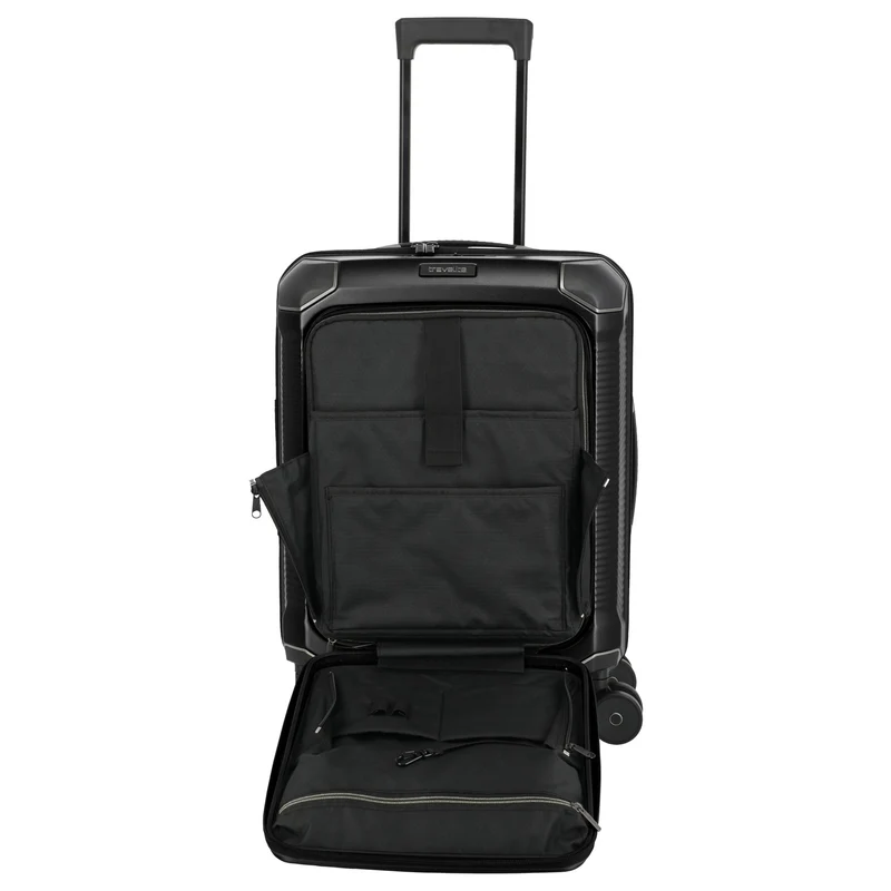 Travelite Millennium - Trolley de cabina con 4 ruedas y bolsillo delantero S 55 cm (black)