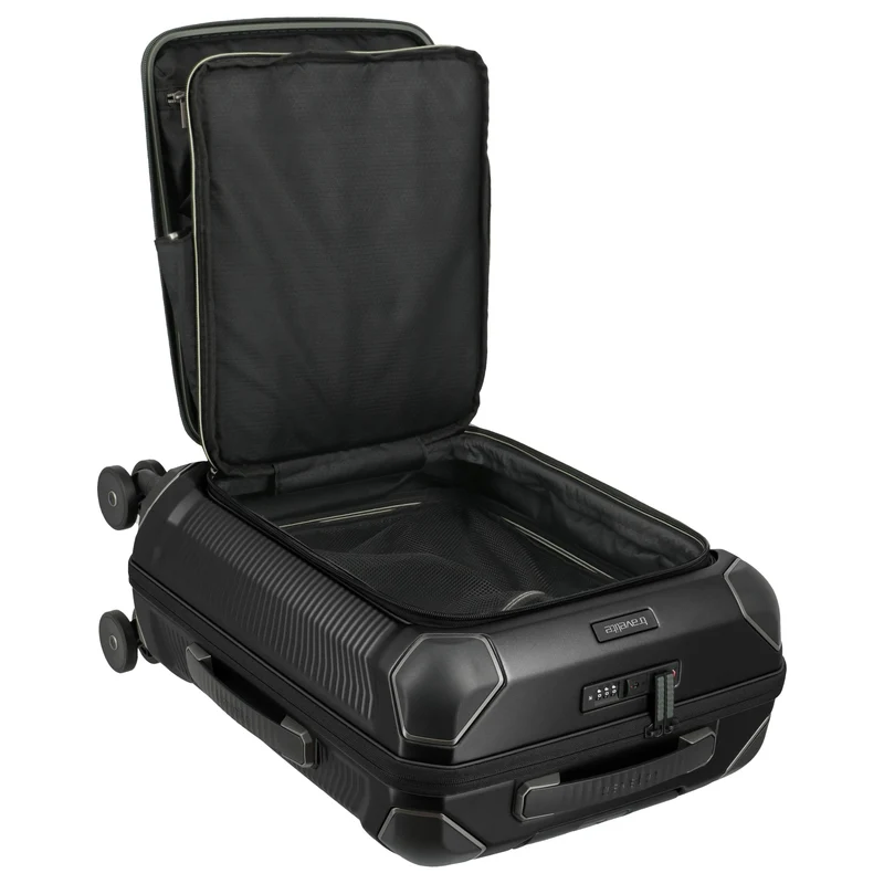 Travelite Millennium - Trolley de cabina con 4 ruedas y bolsillo delantero S 55 cm (black)