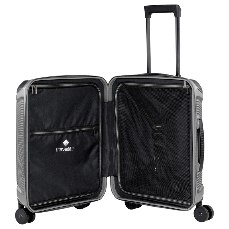 Travelite Millennium - Trolley de cabina con 4 ruedas y bolsillo delantero S 55 cm (silver)