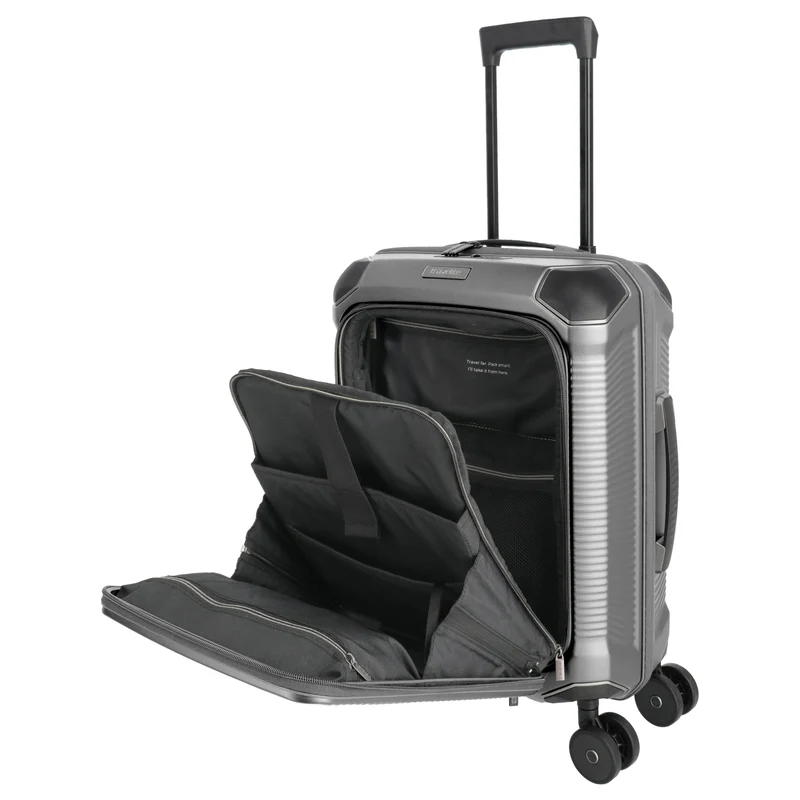 Travelite Millennium - Trolley de cabina con 4 ruedas y bolsillo delantero S 55 cm (silver)