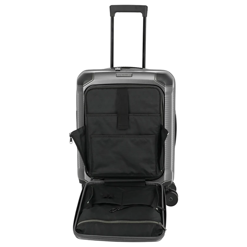 Travelite Millennium - Trolley de cabina con 4 ruedas y bolsillo delantero S 55 cm (silver)