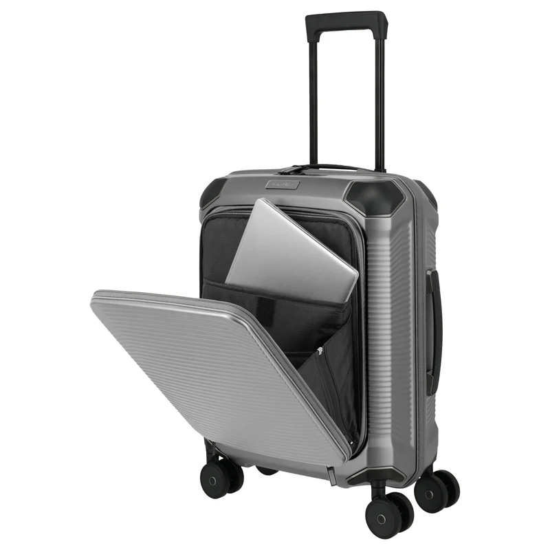Travelite Millennium - Trolley de cabina con 4 ruedas y bolsillo delantero S 55 cm (silver)