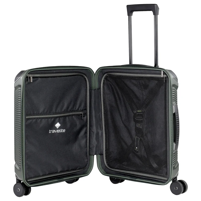 Travelite Millennium - Trolley de cabina con 4 ruedas y bolsillo delantero S 55 cm (pine green)