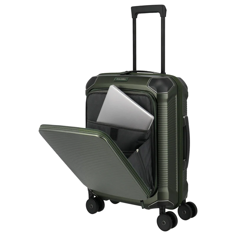 Travelite Millennium - Trolley de cabina con 4 ruedas y bolsillo delantero S 55 cm (pine green)