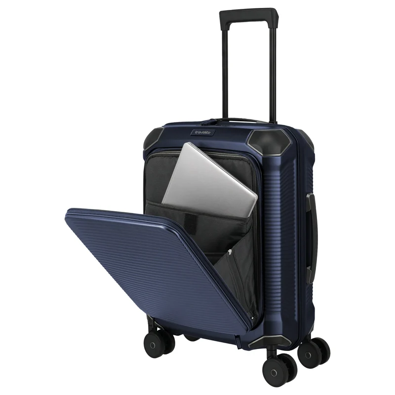 Travelite Millennium - Trolley de cabina con 4 ruedas y bolsillo frontal S 55 cm (navy)