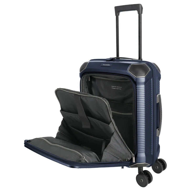 Travelite Millennium - Trolley de cabina con 4 ruedas y bolsillo frontal S 55 cm (navy)