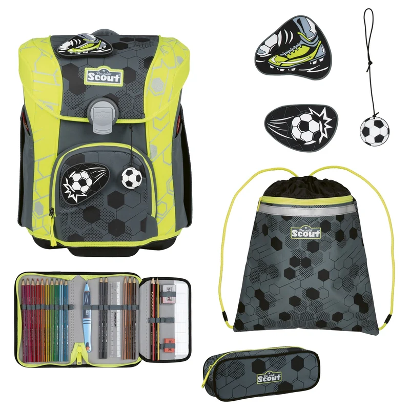 Scout Micro Exklusiv Superflash Extreme - Mochila escolar Set 4tlg. (Soccer Star)