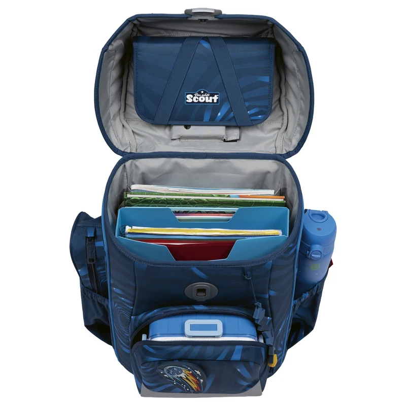 Scout Neo Exklusiv LED - Mochila escolar Set 4tlg. (Rocket Rider)