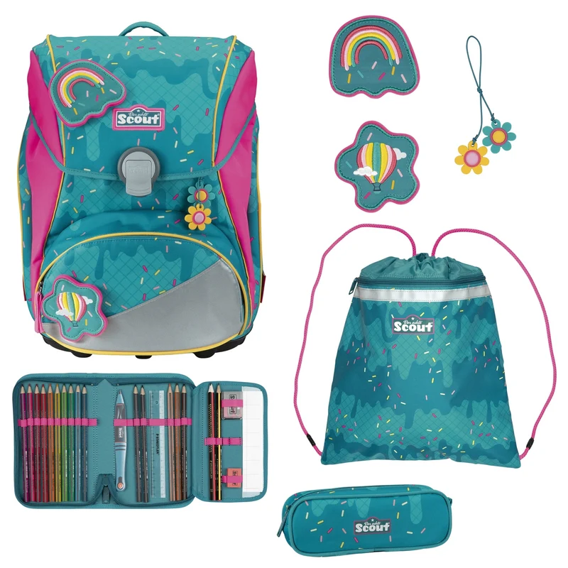 Scout Alpha DIN - Mochila escolar Set 4 tlg. (Happy Confetti)