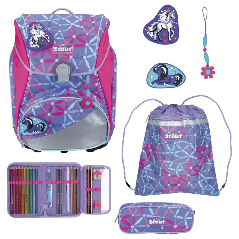 Scout Alpha DIN - Set de mochila escolar 4 piezas (Pony Love)