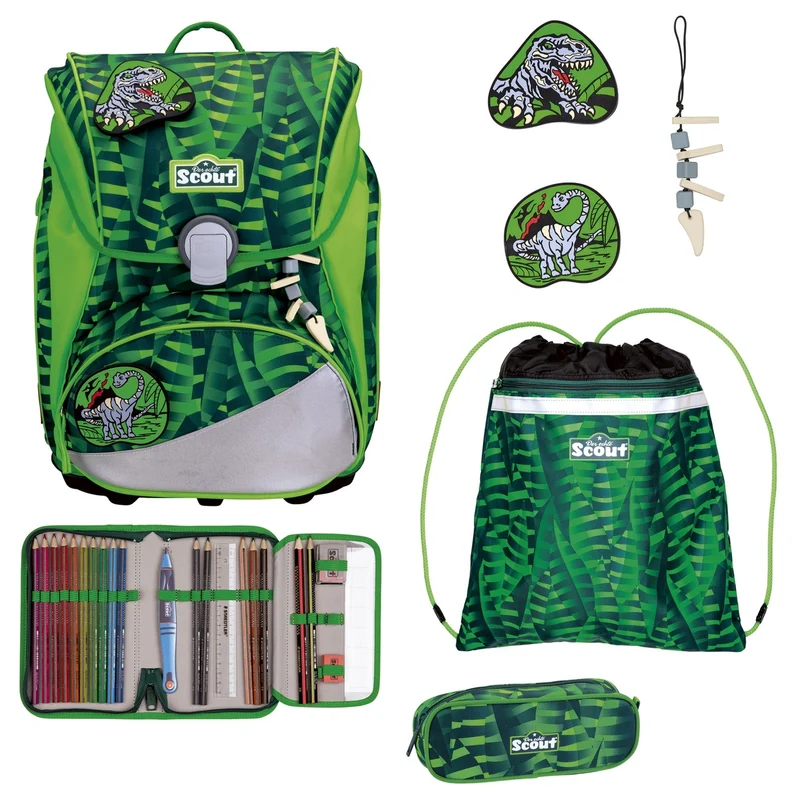 Scout Alpha DIN - Mochila escolar Set 4 tlg. (Danger Dino)
