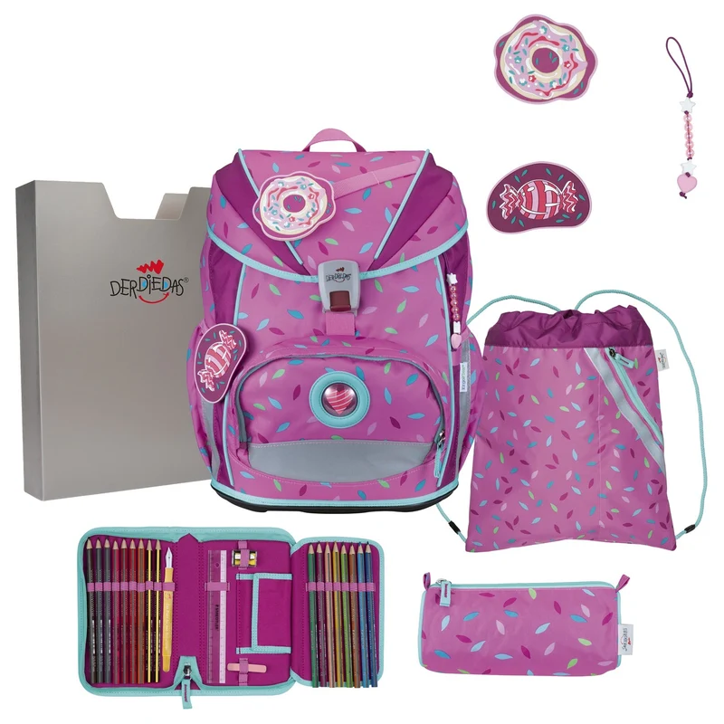 DerDieDas ErgoFlex Light - Mochila escolar Set 5tlg. 800g (Sweet Sprinkles)