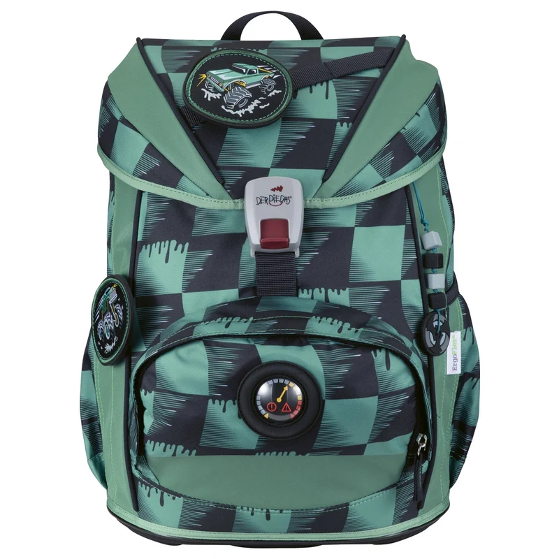 DerDieDas ErgoFlex Light Exklusiv Superflash - Set de mochila escolar 5 piezas 800g (Super Truck)