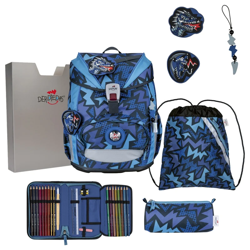 DerDieDas ErgoFlex Light - Mochila escolar Set 5tlg. 800g (Dark Dragon)