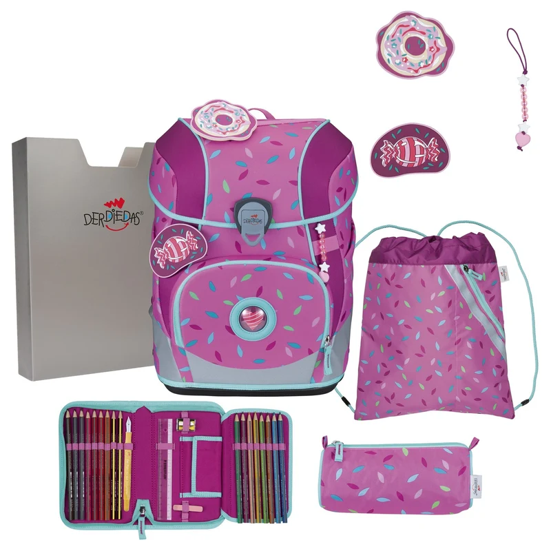 DerDieDas ErgoFlex Tiny - Mochila escolar Set 5tlg. 900g (Sweet Sprinkles)