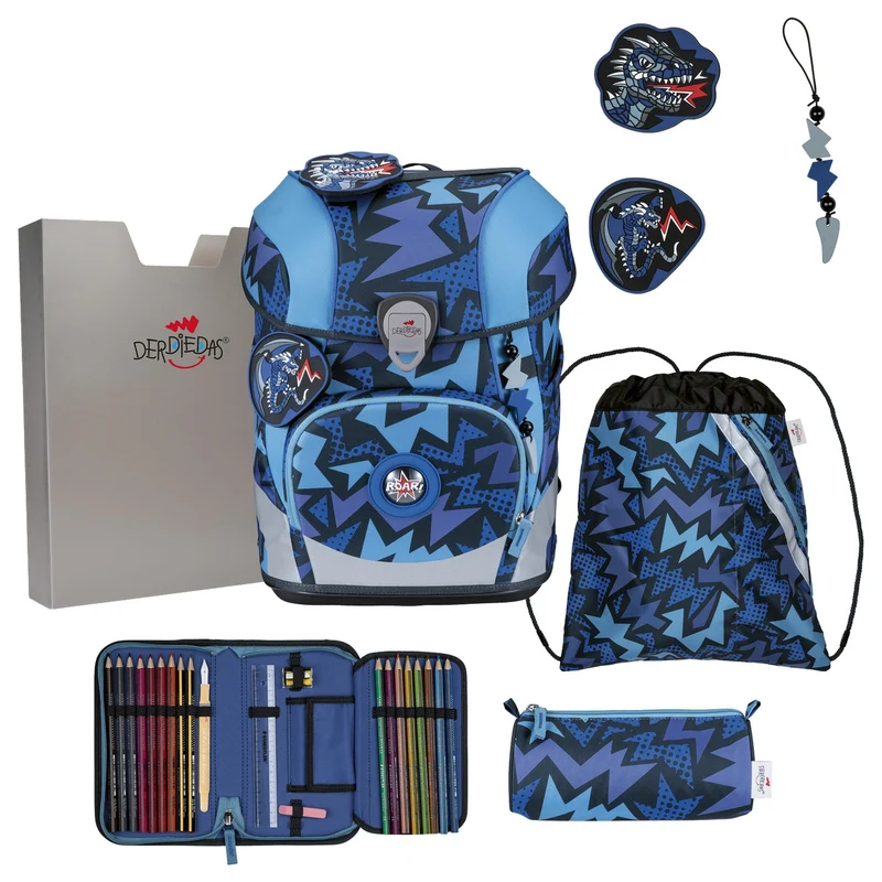 DerDieDas ErgoFlex Tiny - Set de mochila escolar 5 piezas 900g (Dark Dragon)