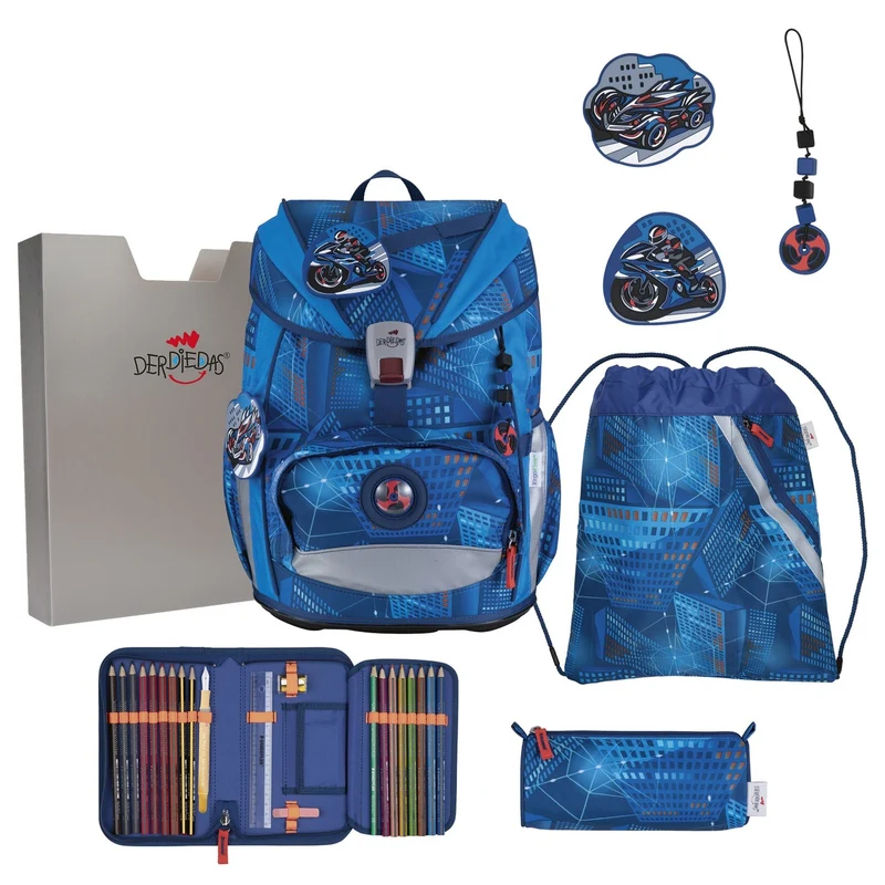 DerDieDas ErgoFlex Light - Mochila escolar Set 5tlg. 800g (Turbo Speed)