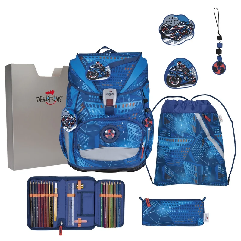 DerDieDas ErgoFlex Superlight - Mochila escolar Set 5tlg. 650g (Turbo Speed)