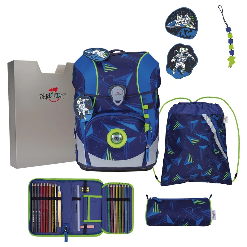 DerDieDas ErgoFlex Tiny - Mochila escolar Set 5tlg. 900g (Moon Mission)