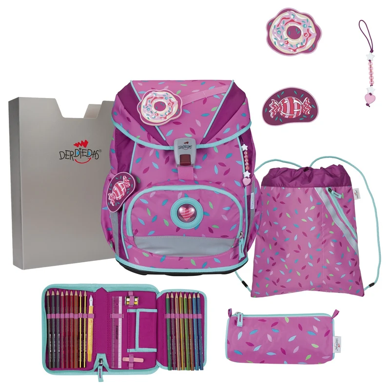 DerDieDas ErgoFlex Superlight - Mochila escolar Set 5tlg. 650g (Sweet Sprinkles)