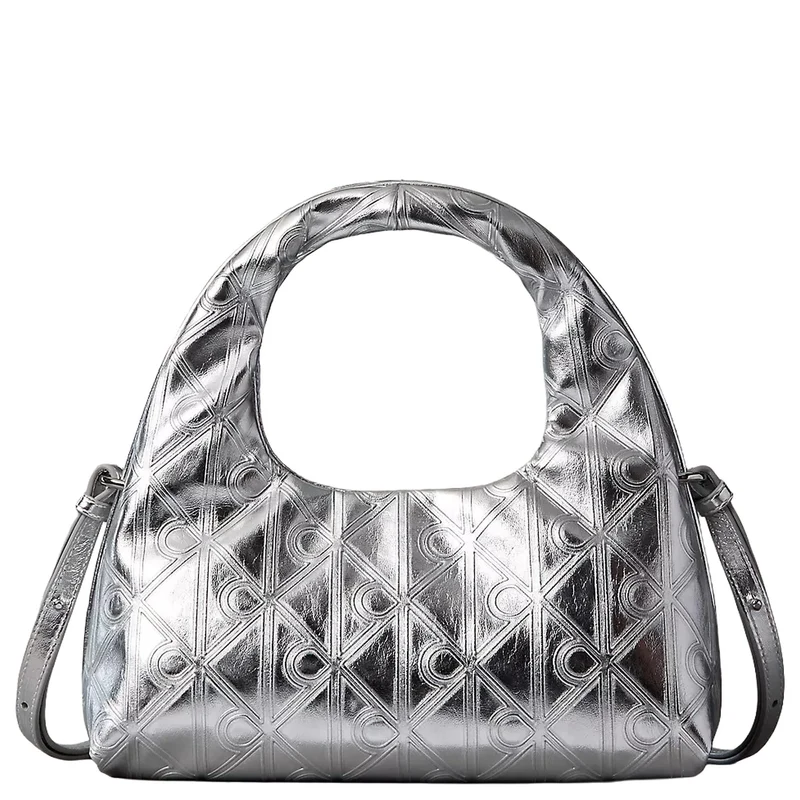 Calvin Klein Puffy Mini Bag - Bolso bandolera 26 cm (silver metallic)