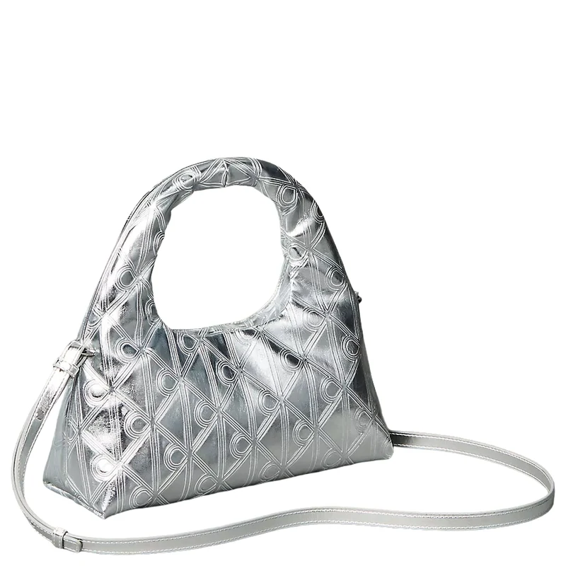 Calvin Klein Puffy Mini Bag - Bolso bandolera 26 cm (silver metallic)