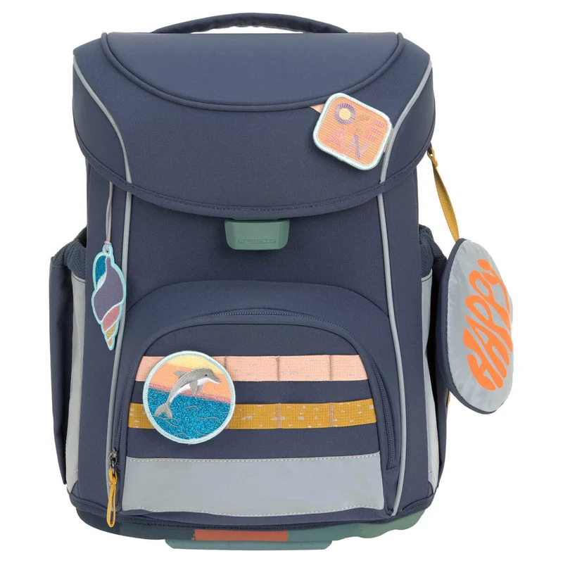 Lässig School Set Slim Unique - Set de mochila escolar 7 piezas (Navy)