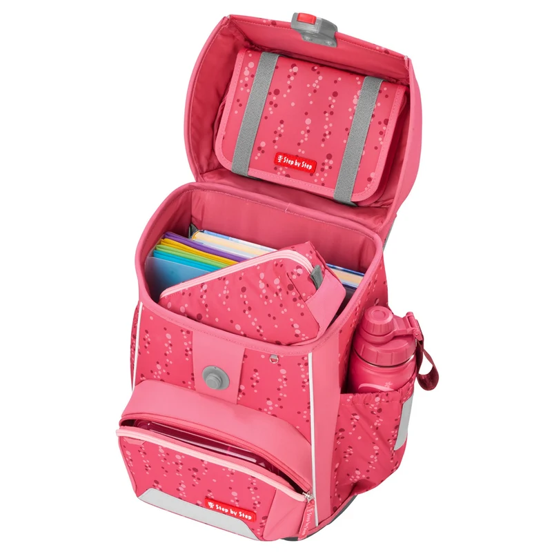 Step by Step Basis - Set de mochila escolar 4 piezas (Pink Bubbles)