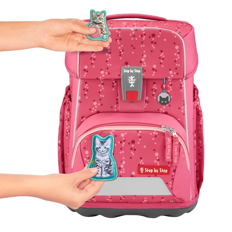 Step by Step Basis - Set de mochila escolar 4 piezas (Pink Bubbles)