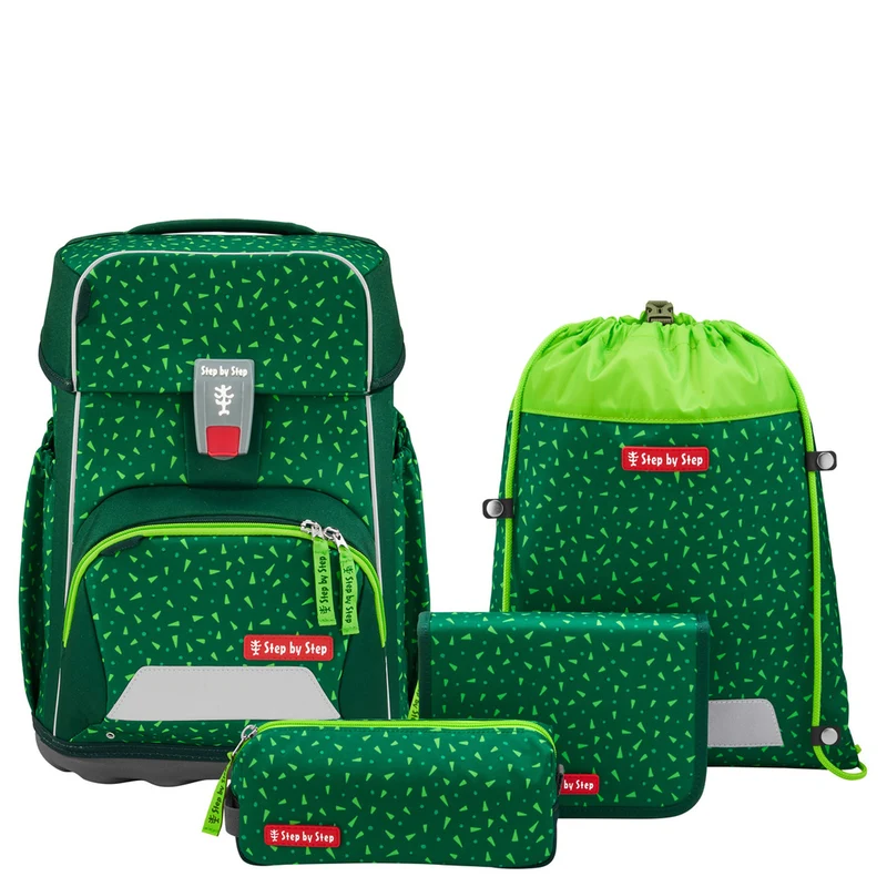 Step by Step Basis - Set de mochila escolar 4 piezas (Green Grafics)