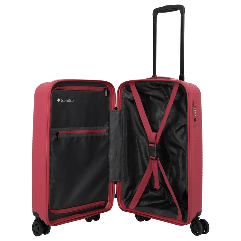 Travelite Air Stripe - Trolley de cabina slim con 4 ruedas 55 cm (red)