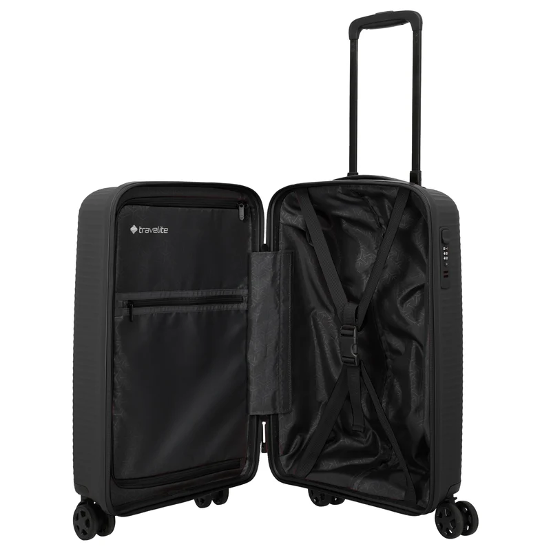 Travelite Air Stripe - Trolley de cabina slim con 4 ruedas 55 cm (black)