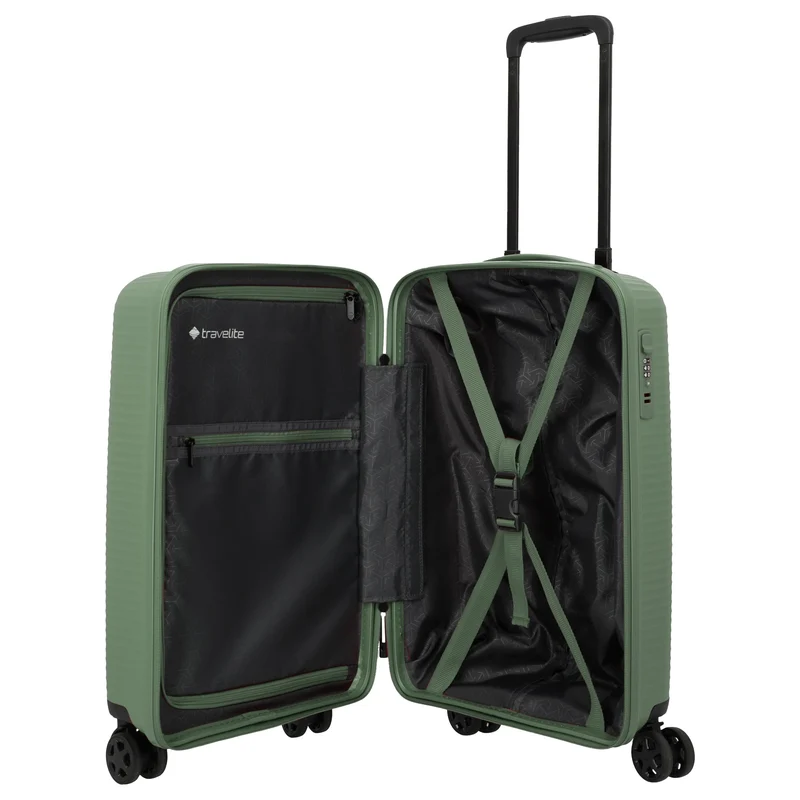 Travelite Air Stripe - Trolley de cabina slim con 4 ruedas 55 cm (green)