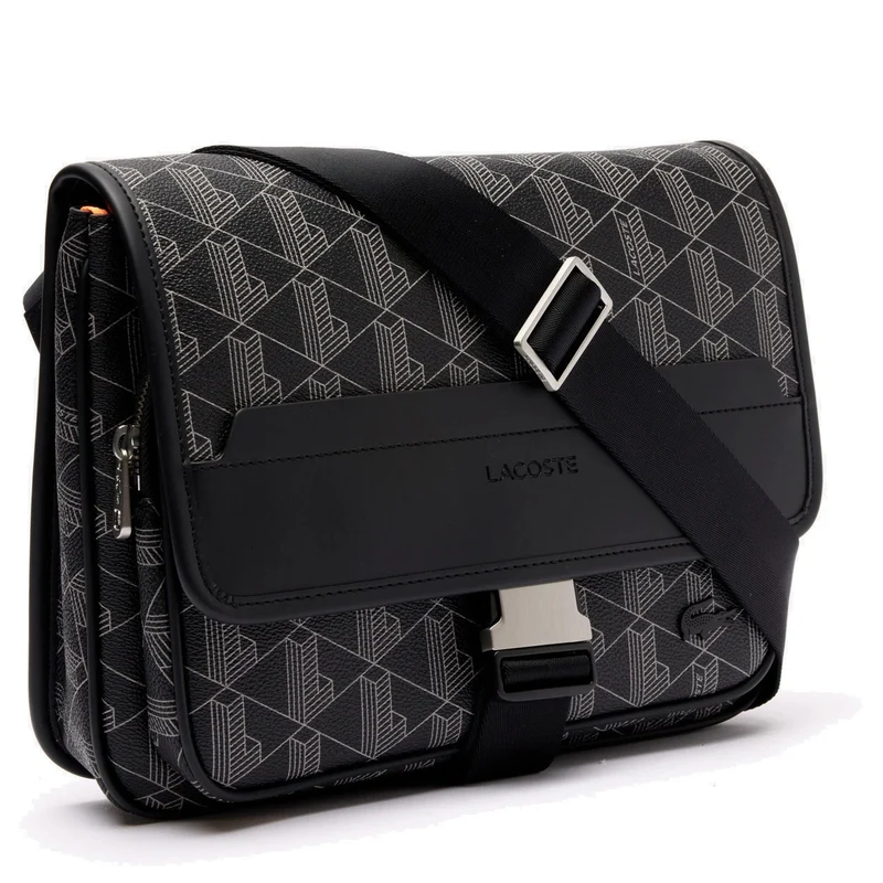 Lacoste The Blend Messenger - Bolso bandolera L 29 cm (monogram noir gris)