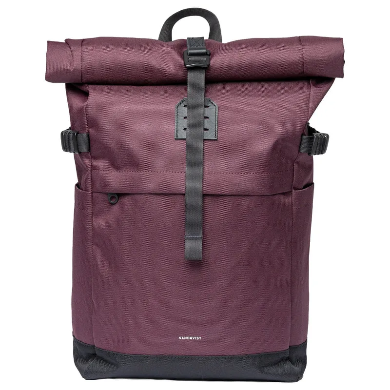 Sandqvist Icon Rolltop - Mochila M 14" 60 cm (verde oliva con cuero negro)
