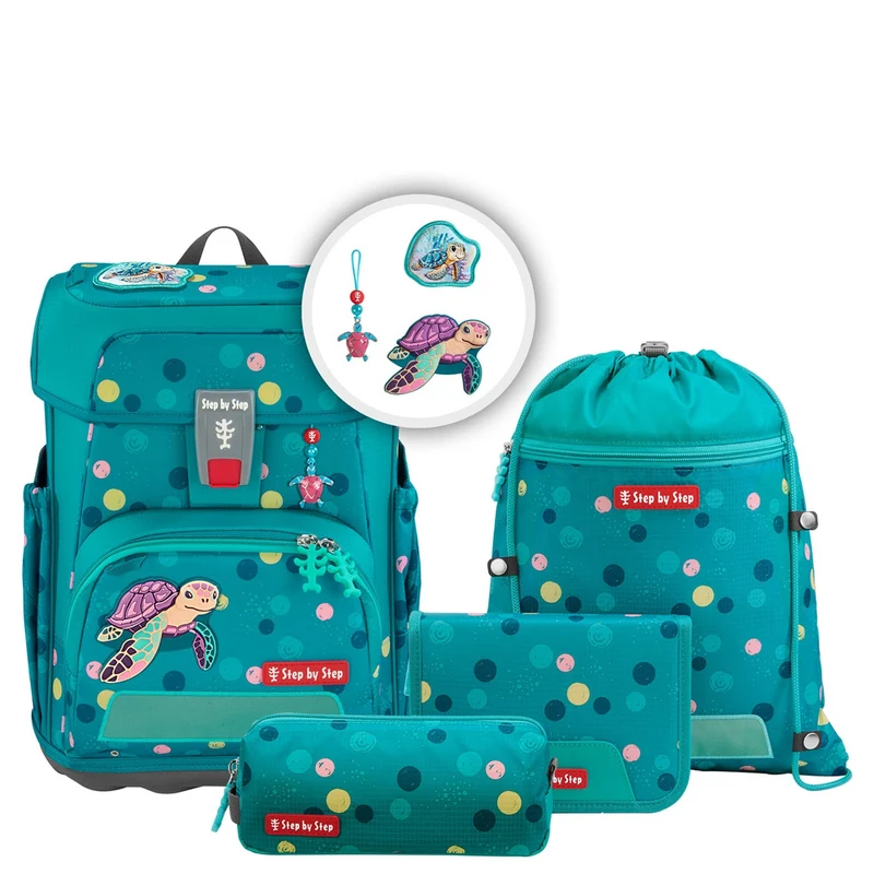 Step by Step Cloud - Set de mochila escolar 5 piezas (Turtle Josie)