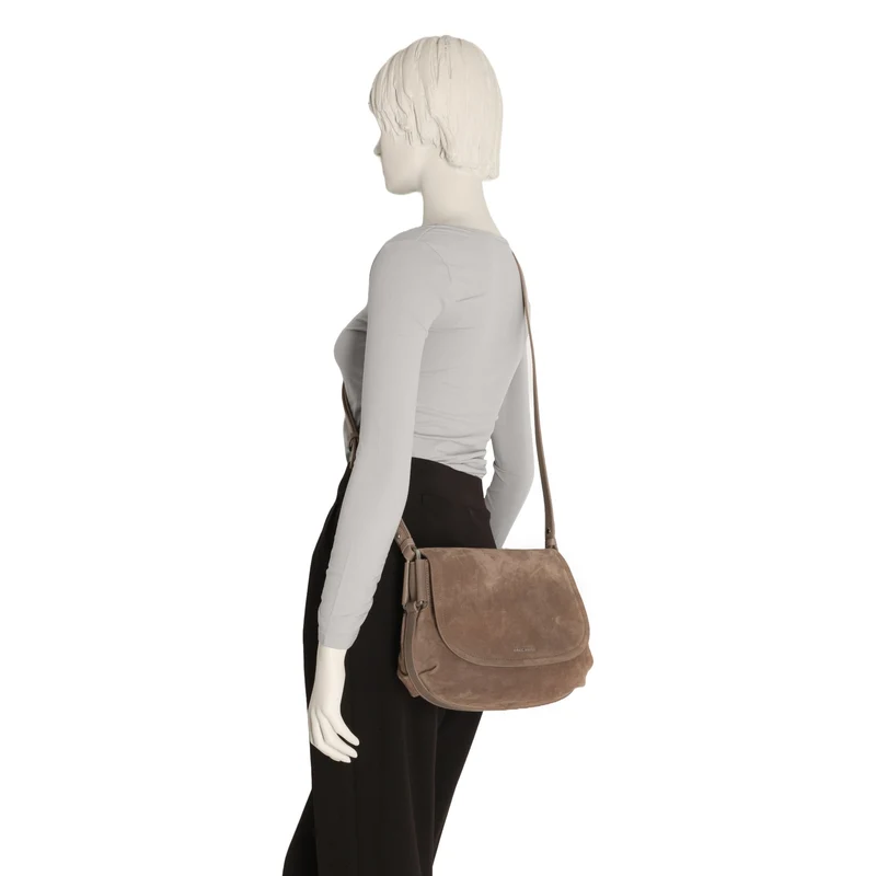 Coccinelle Rebekka Suede - Bolso bandolera 27 cm (warm taupe)