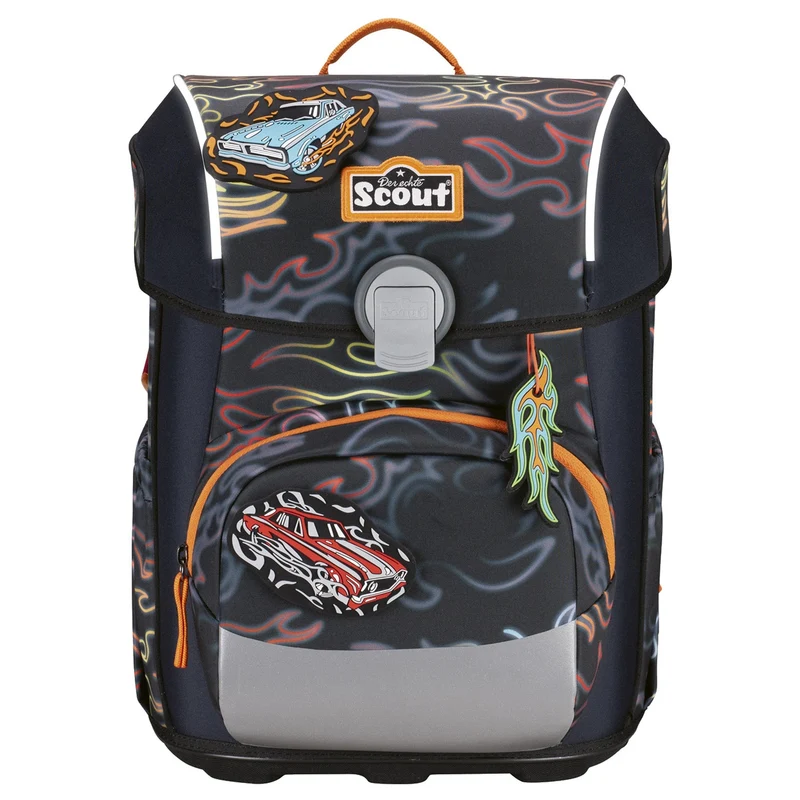 Scout Neo Exklusiv Safety Light - Mochila escolar Set 5tlg. (Flames)