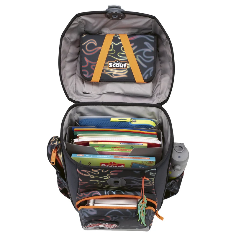 Scout Neo Exklusiv Safety Light - Mochila escolar Set 5tlg. (Flames)