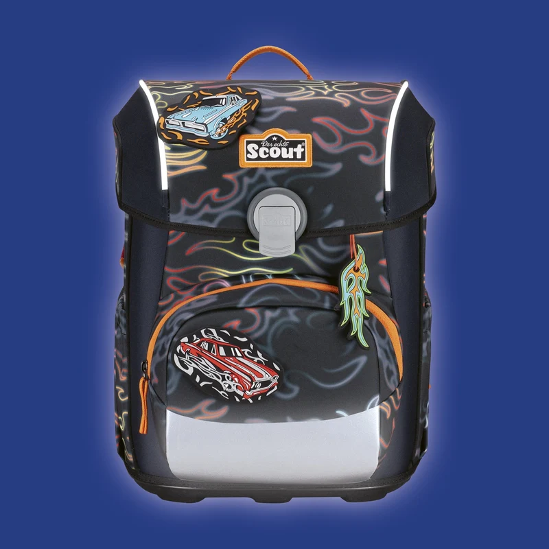 Scout Neo Exklusiv Safety Light - Mochila escolar Set 5tlg. (Flames)