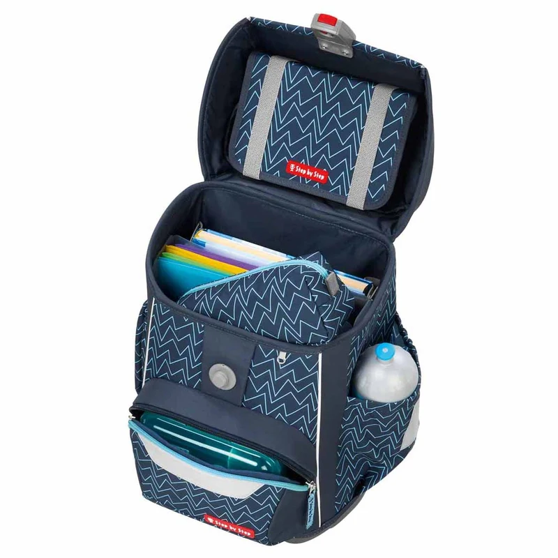 Step by Step Basis - Set de mochila escolar 4 piezas (Blue Lines)
