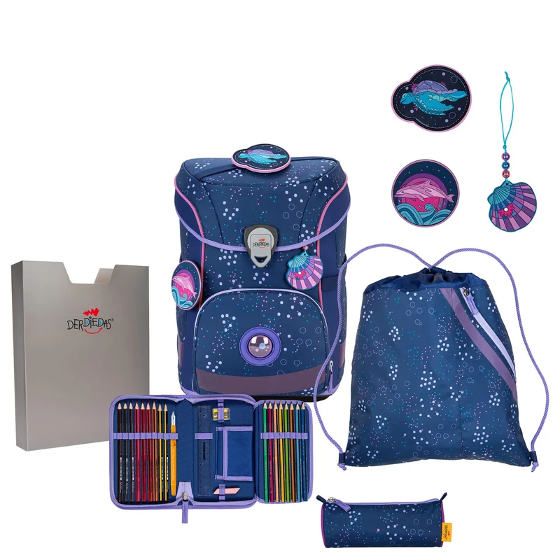 DerDieDas ErgoFlex Easy - Mochila escolar Set 5tlg. 950 g (Deep Ocean)