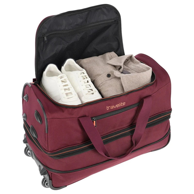 Travelite Basics - Bolsa de viaje con ruedas 51/64L 55 cm expandible (bordeaux)
