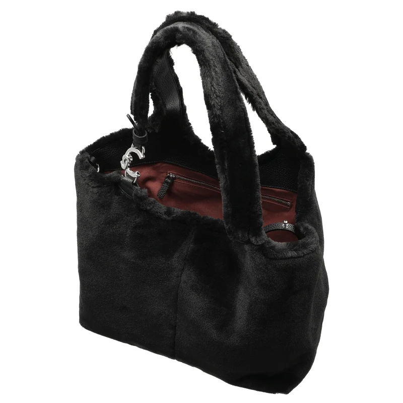 Coccinelle C-Easy Syn. Fur - Shopper 35 cm (noir/noir)