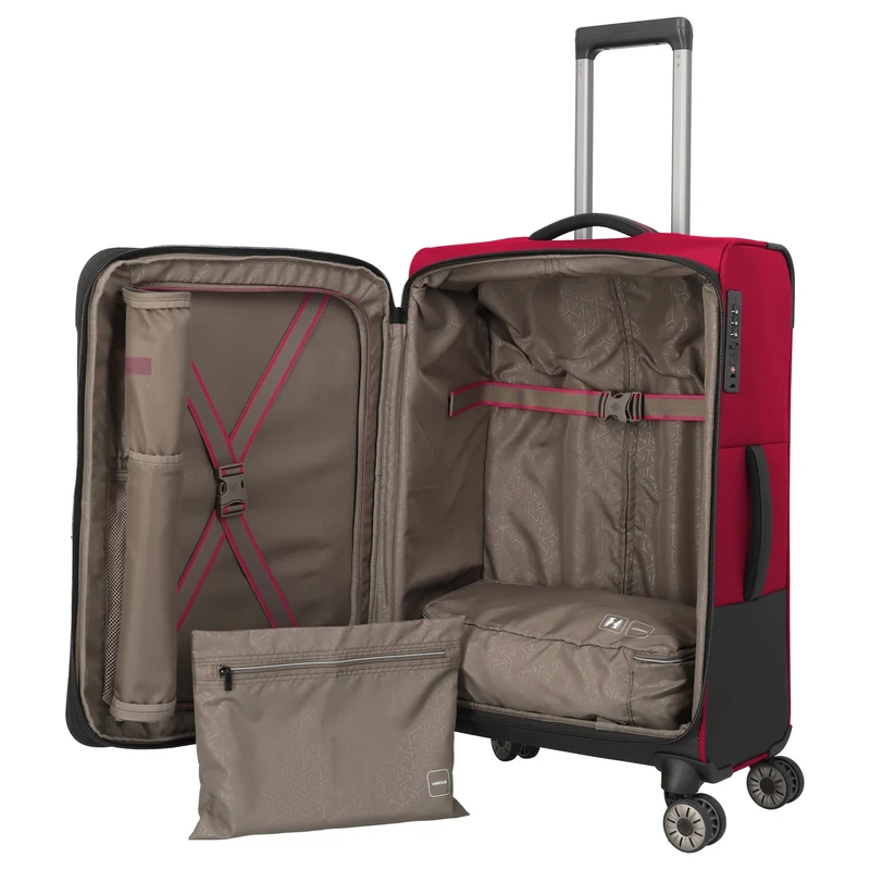 Travelite Crosslite - Trolley de 4 ruedas M 66 cm expandible (red)