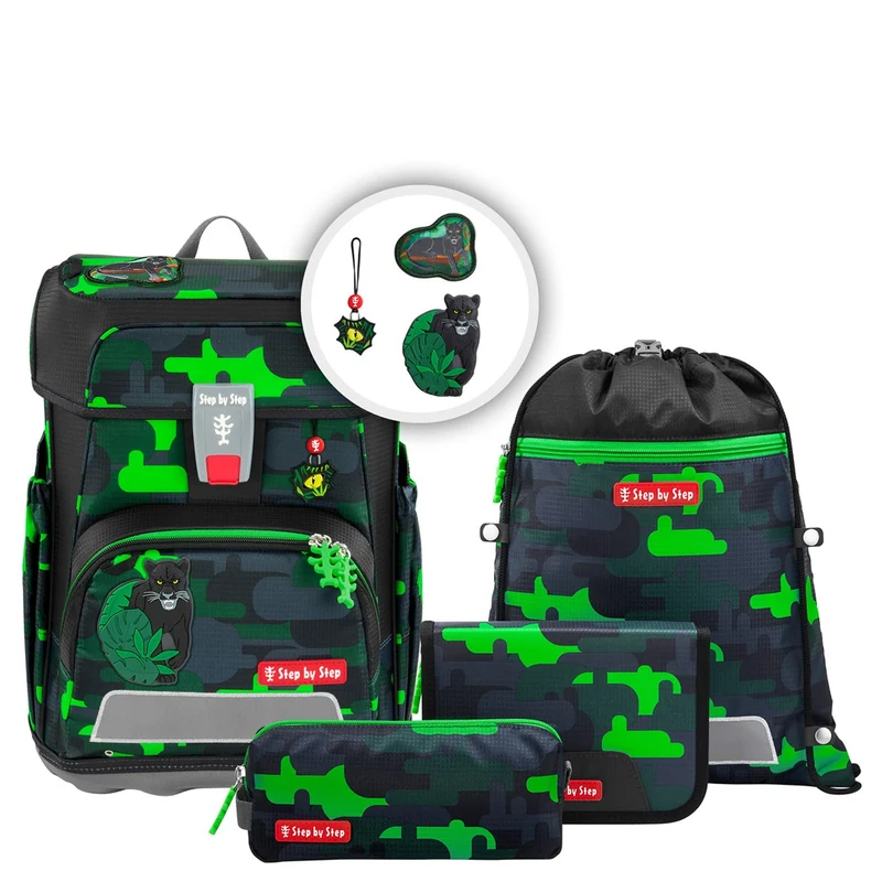Step by Step Cloud - Set de mochila escolar 5 piezas (Black Cat Chiko)