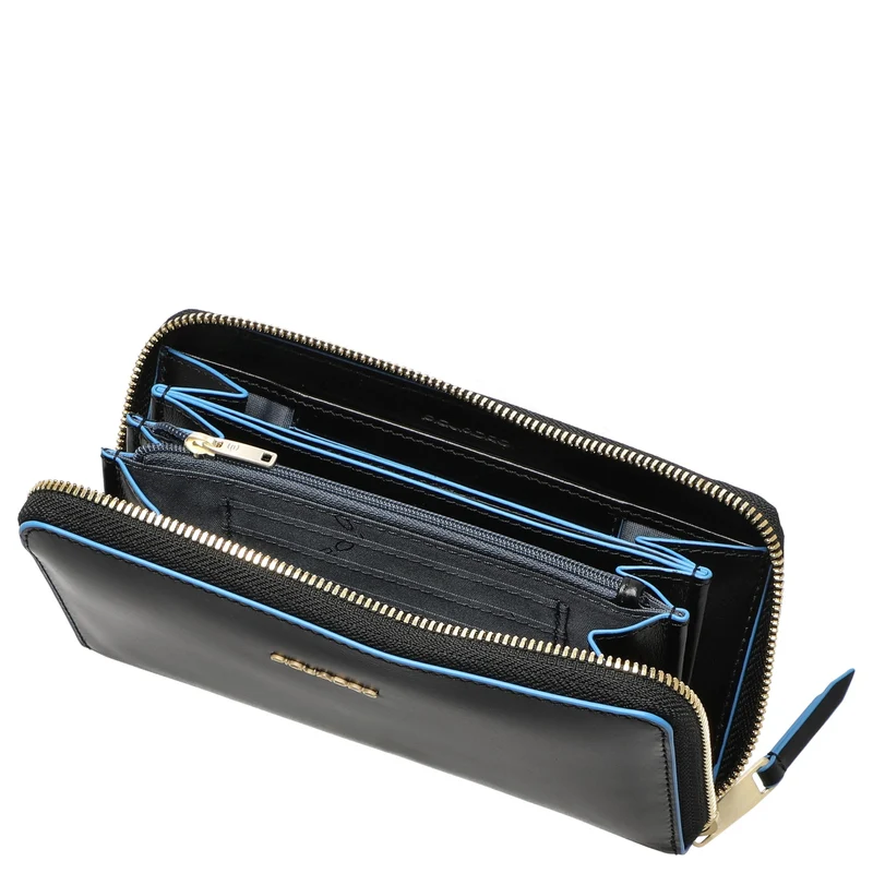 Piquadro Blue Square - Cartera de mujer 12cc 18 cm RFID (black)